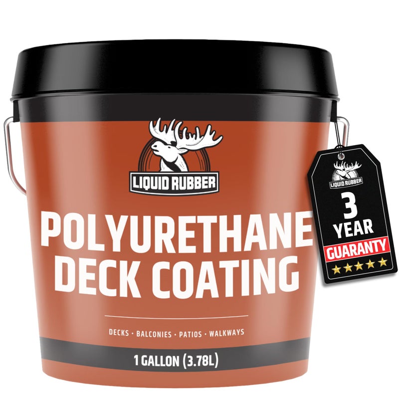Liquid Rubber Polyurethane Deck Coating â€“ 10X Stronger Than Traditional Deck Paint & Deck Stain â€“ Flexible, Waterproof Sealant for Wood, Concrete & Plywood â€“ Smooth Finish â€“ Neutral Beige â€“ 1 Gallon - Image 1